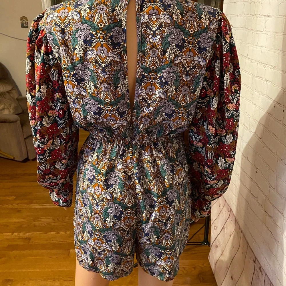 Nasty Gal flower boho long sleeved romper size 2 - Picture 3 of 16